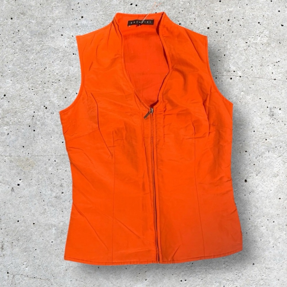 Parallel Orange Cotton Fitted Vest XS/S